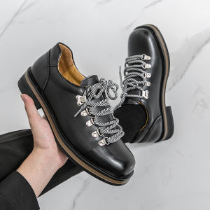 NUDANLAI | Men New Trendy Round Toe Lace-up Casual Derby Shoes
