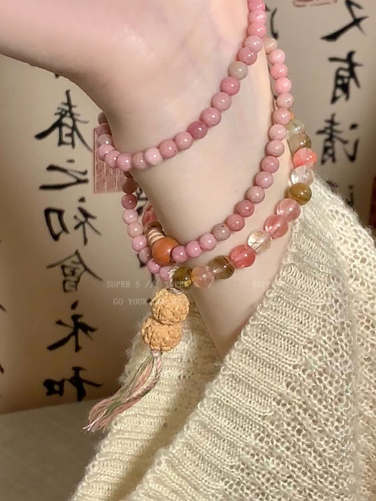 Vòng Tay Hạt Gỗ Nhiều Vòng Đỏ Cho Nữ Phong Cách Dân Tộc Mới Cổ Điển Cao Cấp Cảm Giác Đeo Nhiều Trang Sức Tay