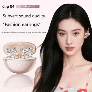Star Ring Bone conduction Bluetooth Headset Wireless Earphones Open Ear Clip Headset Bow Shaped Diamond Buckle Earrings Long Range Waterproof