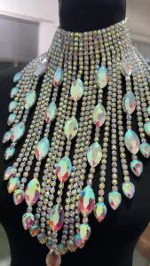 CuiEr 40cm Length SS28 Rhinestones Chain Tassel Stunning Crystal AB Lrregular Necklace for Women Choker Jewelry Glass Wedding