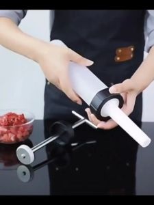 【clearance】Manual Sausage Maker Tool Meat Stuffer Filling Machine Stainless Steel Meat Stuffer Sausage Maker +Three different types of cone heads,Easy-Load Meat Filling Machine for Kitchen Use