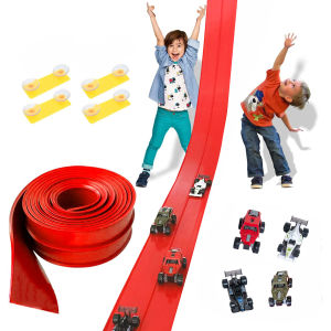 Flexible Race Track Children Toys DIY Double-track Racing Car Ramp Track Compatible 1/64th Cars Portable Rolls Up Race Tracks