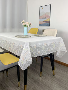 Elegant Lace Rectangular PVC Tablecloth Home Use Waterproof Heat Resistant Plastic Table Cover Dining Table Tea Table Decoration