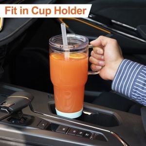 Stylish Car Tumbler with Handle and Straw High Borosilicate Glass