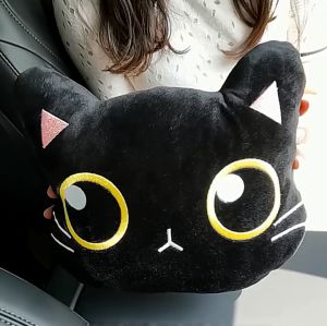 Gối Tựa Lưng Hình Mèo Đen Dễ Thương Cho Nội Thất Xe Hơi