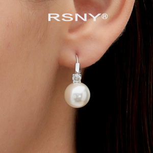 New RSNY Pearl Ring And Earrings Set Simple Design Luxury Pure Silver Ear Studs Fashionable Jewelry for Women Fresh out Winter 2024