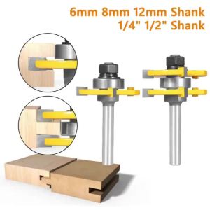 2 Cái 47mm 1-7/8 T&G Cove ASSEMBLY Router Bit Máy Phay Chế Biến Gỗ Cho Máy Phay Mặt Gỗ Hợp Kim Vonfram Cobalt