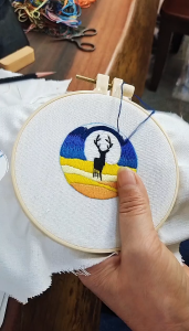 Beautiful Natural Scenery Embroidery Kit for Beginners Cross Stitch Starter DIY Kits Embroidery Needlepoint Kits Cross Stitch Ornament Kits for Beginners Include Embroidery Cloth Hoops