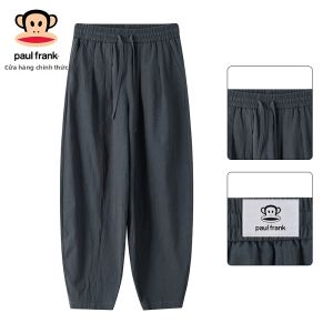 Paul Frank | Quần Dài Phong Cách Casual Mỏng Hơi Thoáng Mùa Hè Bông Cao Cấp Đều Nhẹ Tapered Gập Cổ Quần