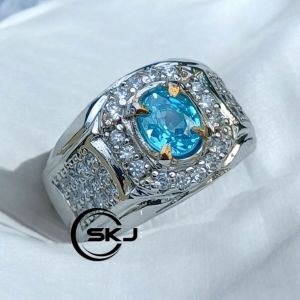 CINCIN BATU BLUE TOPAS OVAL CUTTING MINIMALIS