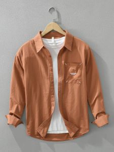 Retro Japanese Style Long Sleeve Casual Shirt Mens Thin Design Spring Autumn Summer Fashionable Collar Leisure Polyester Fiber