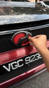 PERODUA ARUZ Front Rear Steering Night Reflective 3M 3D 2-Tone Red Black Epoxy Logo Emblem Sticker