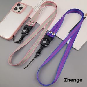 Long Travel Neck Strap Work ID Badge Thumb Ring Buckle Universal Mobile Phone Lanyard Nylon Woven Material Simple Dual Use