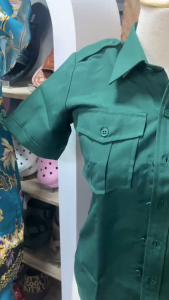 เสื้อตราสมอ สีเขียวเข้ม 100% บริเวณ 34-58cm พร้อมส่ง