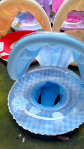 Tổng hợp phao bơi cho bé có mái che nắng chất liệu PVC loại dày - Phao ghế ngồi xỏ chân chống lật