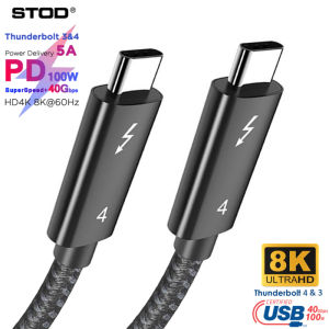STOD Elbow Thunderbolt 4 Cable Angled Type C Cord USB C PD Fast Charger Charging 5A Lshaped L shape Power Line Data 40Gbps Thunderbolt 3 Laptops to Monitor Long Short Wire for Apple Macbook Pro HP EGPU Pcie SSD Hard Disk Nylon Line TB4 Black 1M 1.5M 2M