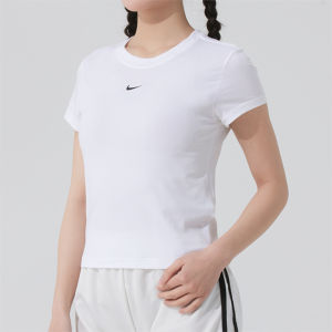 Nike | Áo Thun Nữ Mùa Hè Cotton Trơn Cổ Tròn Ôm Sơ Mi Thể Thao