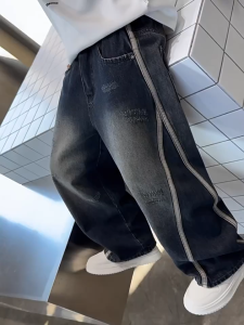 New Denim Jeans for Kids Boys 4-15Y Maong Pants for Kids Boys Elastic Wasit Loose Boys Pants Casual【Manila】