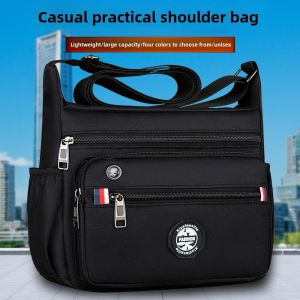 Oxford Cloth Canvas Backpack Large Capacity Student Bag Nylon Mens Single Shoulder Casual Crossbody Bag Leisure Handbag