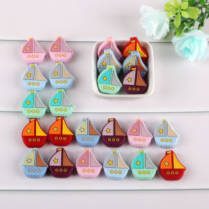 5Pcs Sailboat Focal Silicone Beads For Jewelry Making DIY Beaded Pen Keychain Necklace Bracelet Accessories