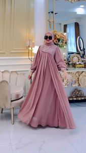 ZIFA FASHION // COD // SAFIRA DRESS FREE PASHMINA // GAMIS + HIJAB TERBARU // GAMIS CRUTY MIX BRUKAT CANTIK // GAMIS KONDANGAN WANITA
