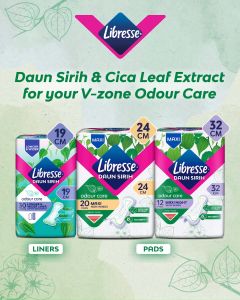 Libresse Daun Sirih Wider Back Night Wings Pads 32cm (10s) - Odour Care Secure Fit & Leakage Protection