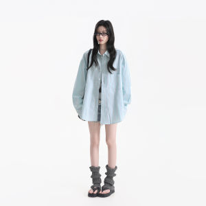zuocisankon | Summer Fresh Dope Stripe Turn-Down Collar Long Sleeve Blouse