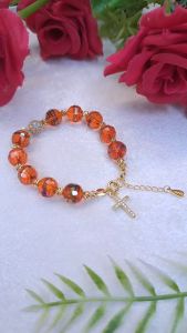 [Quà Tặng Ý Nghĩa] Vòng Tay Lắc Tay Mân Côi Phale Đỏ Mạ Điện Phối Titan Vàng | Vật Thánh Công Giáo