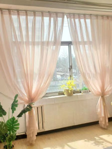 Modern Minimalist White Powder Grey Light Filtering Curtain Sheers for Living Room Bay Window Translucent Mosquito Proof
