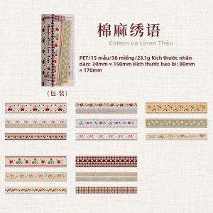 Mr.paper | Bộ 30 Miếng Dán PET Ren Và Hoa Vintage Mr.Paper Bộ Sưu Tập Viền Ren Thủ Công Dành Cho Sổ Tay Sổ Lưu Niệm Trang Trí DIY