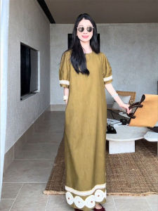 Elegant Unique Beautiful High-End Feeling Womens Dress Retro High Waist A-Line Long Skirt Commute Style Summer Fashion