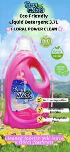 3.7L (Eco Friendly) Easy Cleans Concentrated Liquid Detergent / Biodegradable (FLORAL POWER CREAM)