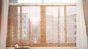 ม่านกกม้วน บังแดด บังฝน ตกแต่งร้าน ปรับระดับได้ ติดตั้งง่าย ม่านมู่ลี่ไม้ไผ่