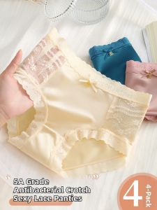 Baisina | Seamless Silky Lace Feminine Thin Antibacterial Summer Briefs