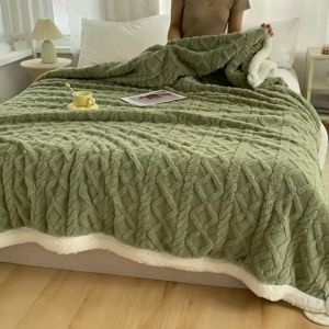 fv88 - Selimut Sprei Kasur Beludru Bulu Domba Motif Timbul Import Premium Lembut Uk 150x200 cm