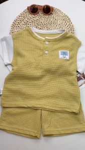 TREEHOUSE baby clothes boys fashion High-quality popular spliced short-sleeved top + shorts two-piece casual boys suit