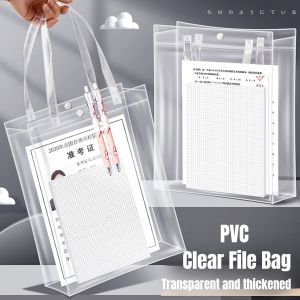 PVC Clear File Bag Large Capacity Document Bag Lightweight Waterproof School Bag for Students