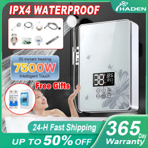 Water Heater Lcd Touch Screen 7500w Speed Electric Water Heater Household Instant Shower Water Heater Set Tankless Water Heater With Automatic Temperature Control
