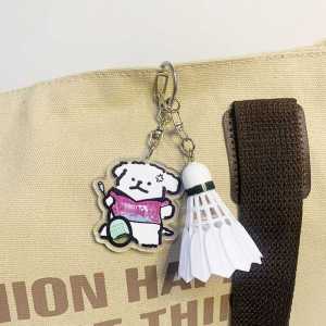 Cartoon Puppy Badminton Series Keychain Cute Girlfriends Schoolbag Acrylic Pendant Couple Gift Souvenir