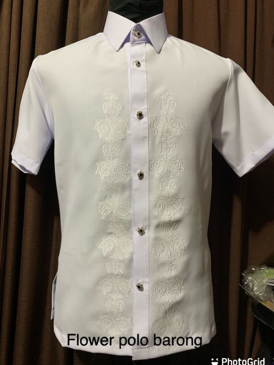 #🚩 Polo Barong,flower white miyake fabric,BAGO mag place ng order ...