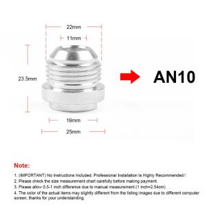 Silvery Aluminum Alloy Nitrous Hose Fitting AN6 AN8 AN10 AN12 AN16 AN20 Male Billet Straight Male Weld Fitting Adapter Weld Bung