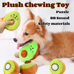 Pet Chewing Toy Cat Dog Interactive Plush Squeaky Sound Avocado Teeth Grinding Clean Toys