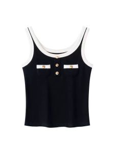 เสื้อกั๊กถักสีดำ เสื้อคลุมกันหนาวผู้หญิง ทรงเข้ารูป สไตล์ฝรั่งเศส ทรงเข้ารูป เสื้อคลุมกันหนาวแฟชั่นสุดไฮเอนด์