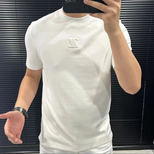 Fashionable round Neck Short Sleeve T-Shirt Mens Casual Imprinted Half Sleeve Comfortable Breathable Cotton Polyester Blend All Seasons Wear