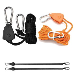 5m Adjustable 8inch Lanyard Hanging for Outdoors Camping Grow Plant Lamp Rope Ratchet Hanger Pulley Lifting Pulley Hook