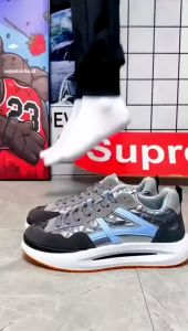 Sepatu Sneakers Pria Alpha Grey/Black Sepatu Sneakers Running Sport - D12 LUCKY