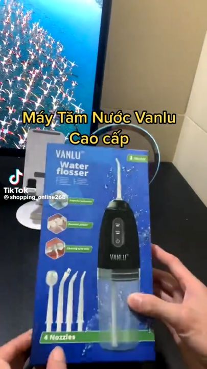 Máy Tăm Nước Optismile Vanlu, Máy Tăm Nước Cầm Tay 3 Chế Độ Nước Kèm 4 Đầu Tăm Siêu Sạch, Máy Tăm Nước Vệ Sinh Làm Sạch Răng Miệng, Máy Tăm Nước Nha Khoa Cầm Tay