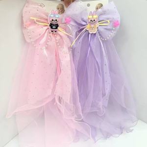 Adorable Labubu Childrens Butterfly Knot Lace Hair Clip Princess Baby Sash Hairpin Little Girl Hair Accessories Cartoon Style