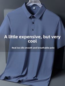 Anti-Wrinkle Ice Silk Short Sleeve Polo Shirt for Men Loose Fit Quick Dry Large Size Comfortable Half Sleeve Summer T-Shirt