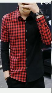 áo sơ mi áo sơ mi nam phối 2 màu phiên bản caro cực chất trẻ trung năng động và cá tính chất vải thoáng mát mềm mại - H38